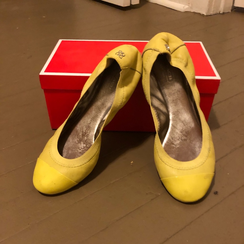 Coach Dalia Leather Flat Citron Yellow